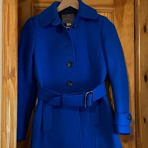 J Crew double cloth belt wool coat blue 2p